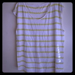 GAP Tops - Gap linen yellow striped sleeve less tee XL GAP Tops - Gap linen yellow striped sleeve less tee XL
